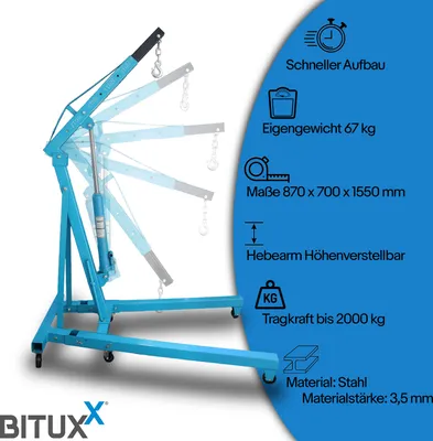 Immagine prodotto di Gru per officina Bituxx 2000kg MS-18964