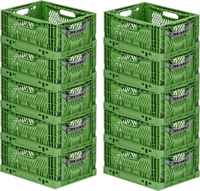 Produktbild von SuperSparSet 10x Stabile Profi-Klappbox Chameleon in Industriequalität | HxBxT 18x30x40cm | 17 Liter | klappbar stapelbar durchbrochen lebensmittelecht | Eurobox Eurobehälter Transportbehälter Stapelbehlter Faltbox