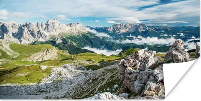 Produktbild von MuchoWow® Poster Alpen - Felsen - Gras 150x75 cm - ohne Rahmen