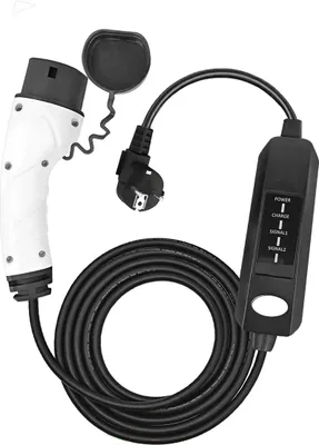 Obrázek produktu pro Avizar, nabíjecí kabel pro elektromobily typu 2, 230 V, 13 A, Schuko, 3,7 kW, černý/bílý