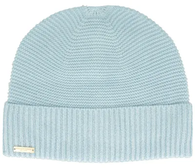Seeberger Beanie mit Rippstrick-Umschlag in blau