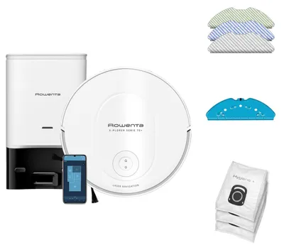Zdjęcie produktu dla Rowenta X-Plorer RR8497, Bez worka, Biały, Okrągły, Worek na kurz, Ładowanie, Purification, 70 dB