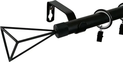 Produktbild von LOFT 360 cm 1-läufig Gardinenstange Schwarz 19 mm aus Metall mit Endstück Geometrisch Komplettset mit Ringen und Clips Inklusive Montagezubehörset