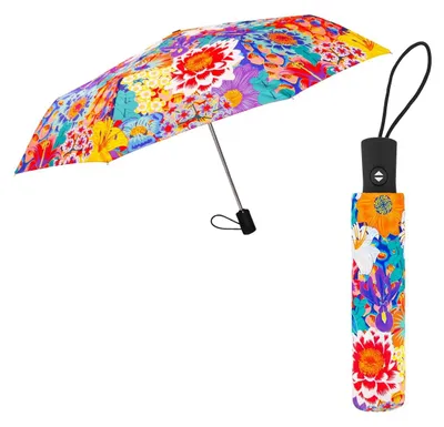Produktbild von Automatischer Faltregenschirm mit Blumenmuster