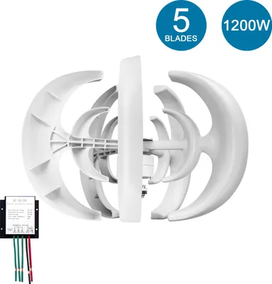 Produktbild von 12V Windgenerator mit Ladegerät Controller 5 Blätter Minitype Laterne Windturbine Generator Kit Clear Energy Windmill für Home Autobahnen Boote