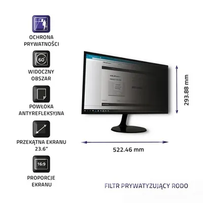 Obrázek produktu pro Qoltec 51058, 59,9 cm (23.6"), 16:9, Monitor, Ochrana soukromí
