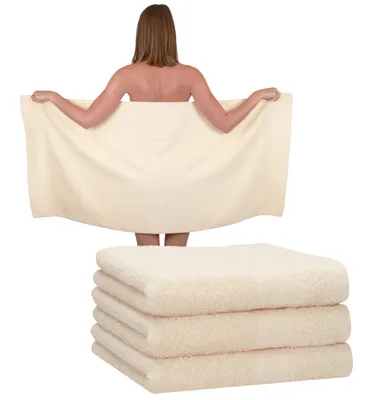 Produktbild von Betz 4 Stück Duschtücher 70 x 140 cm PREMIUM 100% Baumwolle Liegetuch Strandtuch   Farbe: beige