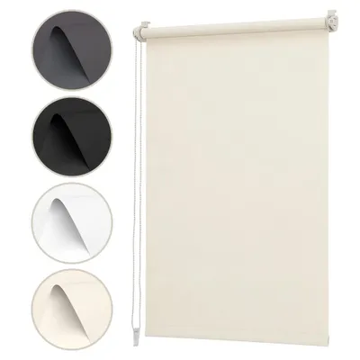 Produktbild von Verdunklungsrollo 105x130cm Beige Thermorollo Fensterrollo Klemmfix ohne Bohren Seitenzugrollo Sonnenschutz Wärmeschutz Blickdicht Rollo