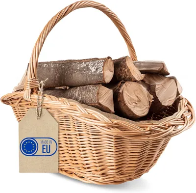 Produktbild von Creative Home Holztrage Kaminholzkorb Kaminkorb Tragekorb 60 x 40 x 39 cm Aufbewahrung Oval Holzkorb Weidenkorb für Kaminholz / Holz Braun