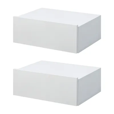 Image de HOMCOM Lot de 2 Tables de Chevet murales - Lot de 2 Tables de Nuit - tiroir Coulissant, Plateau - Panneaux Particules Blanc