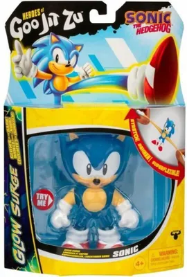 A packaged toy figure of Sonic the Hedgehog.