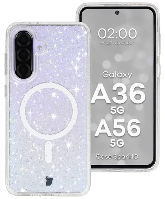 Produktbild von Glitzer Hülle mit Magnetring für Galaxy A36 5G / A56 5G, Bizon Case SparklO, Transparent mit Glitzer