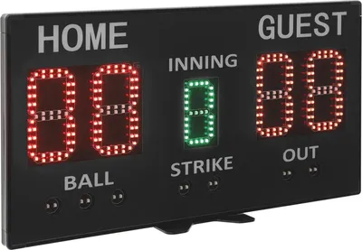 Zdjęcie produktu dla Tablica do gry w baseball – Elektroniczna tablica wyników LED, 5-cyfrowa – Zdalne sterowanie – Wysoka jasność – Standard UE – Czarna
