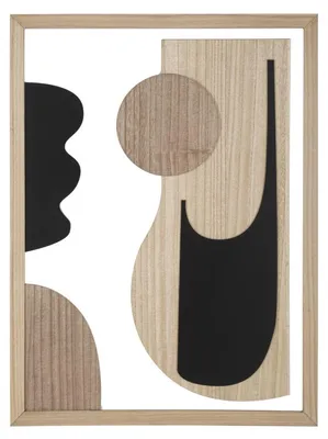 Imagen del producto de Panel de pared Astry B en MDF con formas abstractas negras y madera