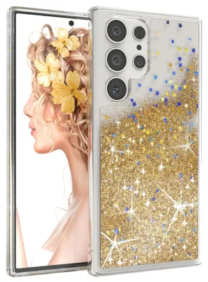 Produktbild von EAZY CASE - Glitzer Hülle kompatibel mit Samsung Galaxy S23 Ultra Glitzer Schutzhülle, Soft Case, Backcover Transparent mit Motiv