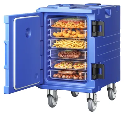 Image de VEVOR Porte-conteneurs alimentaires isolés, 82 Qt Hot Box pour la restauration, Porte-conteneurs alimentaires LLDPE avec boucle d'une seule pièce, chargement frontal avec poignées, chargement final avec roues pour restaurant, cantine, etc.