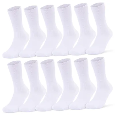 Produktbild von 12 Paar Socken ohne Gummidruck 100% Baumwolle Damen & Herren Diabetiker Socken - 11000 Weiß 43-46