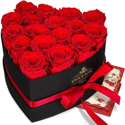 Produktbild von 17 Infinity Rosen, Ewige Rot Rose Geschenke für Frauen, Konservierte Rose in Herzbox für Frauen Mutter zum Geburtstag Jahrestag Valentinstag Muttertag