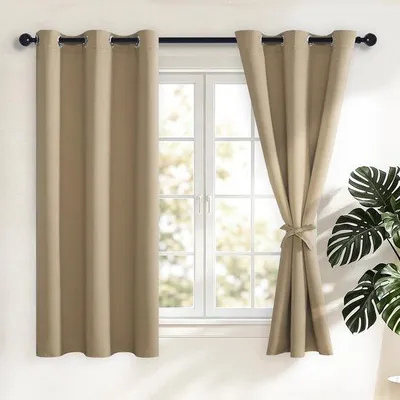 Zdjęcie produktu dla Zasłony zaciemniające, 117 x 137 cm, kolor taupe, nieprzezroczyste – idealne do sypialni