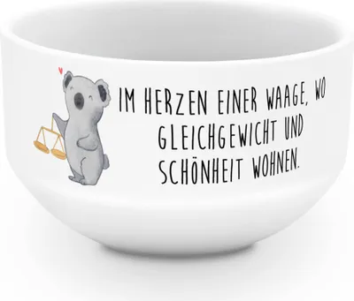 Produktbild von Mr. & Mrs. Panda Müslischale Waage Astrologie - Weiß - Geschenk, Sternzeichen, Tierkreiszeichen, dessertschale, schale, Obstschale, Geburtstagsgeschenk, Schüssel