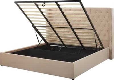 Obrázok produktu pre BELIANI Posteľ s úložným priestorom béžová zamatové čalúnenie 180 x 200 cm prešívané čelo lamelový rošt glamour dizajn