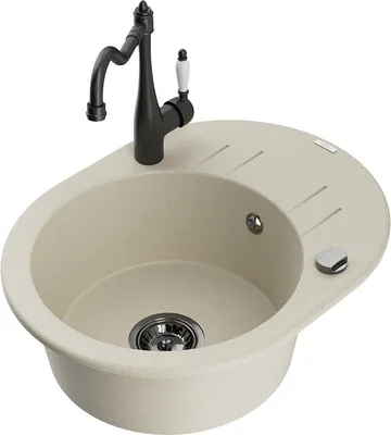 Produktbild von Mexen Kevin 1 Becken-Granitspüle mit Abtropffläche und Mischbatterie Carla, Beige - 6517-69-670700-70