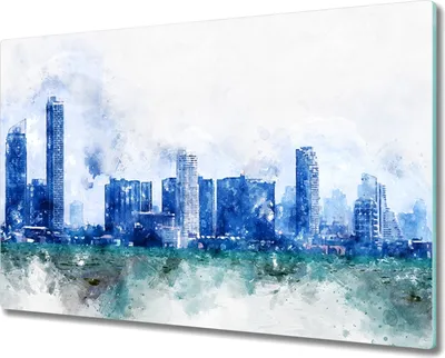 Produktbild von Coloray Hackbrett Küchenbrett Kochplattenabdeckung Schneidebrett Herdabdeckplatte 80x52 cm - Malerei Stadtgebäude