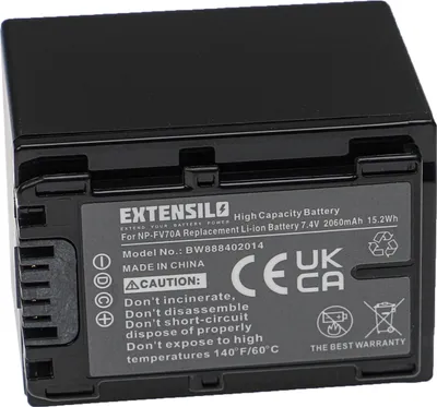 Produktbild von EXTENSILO Akku kompatibel mit Sony DCR-SR77E, DCR-SR67E, DCR-SR68E, DCR-SR87E, DCR-SR88E, DCR-SX15, DCR-SR78E Kamera (2060 mAh, 7,4 V, Li-Ion)