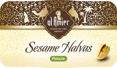 Obrázek produktu pro Al Amier sezamová halva s pistáciemi orientální jemná sladká 100g