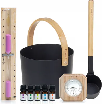 Produktbild von Suleno Sauna Set KJELL 2 | 9-teilig Saunazubehör - Schwarz 30138-16