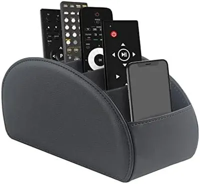 Produktbild von Fernbedienungshalter mit 5 Taschen, Große Halterung für TV, DVD,4K Stick und Bluray Fernbedienungen, Fernbedienung Aufbewahrung für Stifte,L-Schwarz