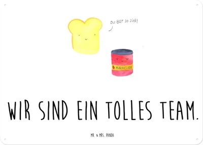 Produktbild von Mr. & Mrs. Panda tafel Toast Marmelade DIN A4 - Weiß - Geschenk, Lustige Sprüche, Süß, Retro Blechschild, Wandbild, Türschild, Dreamteam, Schild, Toastbrot, Brot