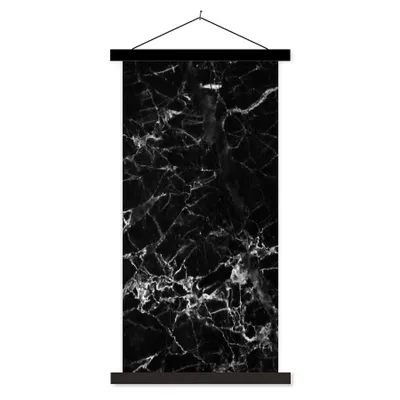 Produktbild von MuchoWow® Textilposter Marmor - Stein - Schwarz 60x120 cm mit schwarzem Rahmen - Magnete
