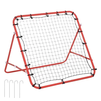 Produktbild von Fußball Rückprallwand Rebounder Tor Netz 96 x 80 x 96 cm, verstellbarer Winkel, rot-schwarz, ideal für Training & Spiel