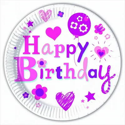Produktbild von 8 x Happy Birthday Mädchen Pappteller - Groß 23cm