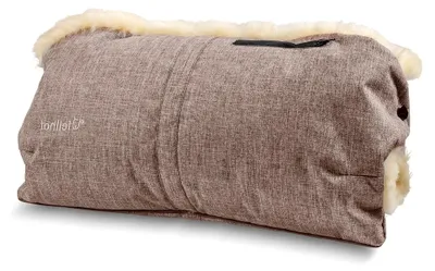 Produktbild von Handwärmer für Kinderwagen, 100% Merino-Lammfell, wind- und wasserabweisend, mit reflektierenden Streifen, , Universalgröße für alle Kinderwagen (Beige-melange)