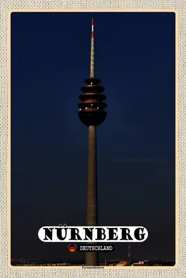 Produktbild von vianmo Holzschild 18x12 cm Nürnberg Fernmeldeturm Gemälde Bildmotiv Reisemotiv Abenteuer Reisen