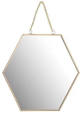 Produktbild von Spiegel Sechseckig mit Kette golden