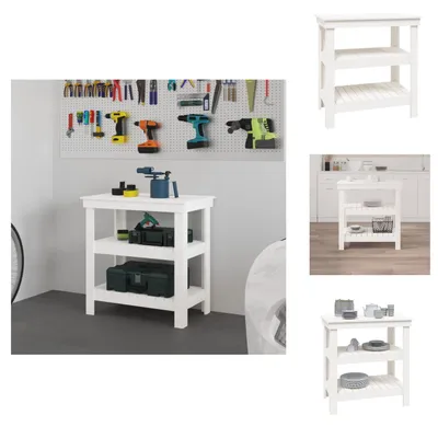 Zdjęcie produktu dla vidaXL Stół warsztatowy biały 78,5x50x80 cm lite drewno sosnowe - Stoły warsztatowe