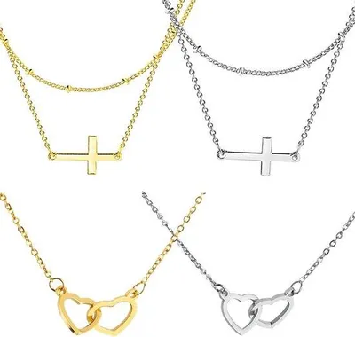Immagine prodotto di Collane sintetiche con motivi a croce e a cuore, collane lunghe, regali di gioielleria alla moda per donne e ragazze