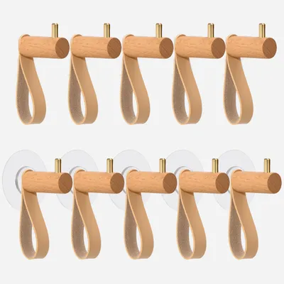 10er-Set Holzhaken aus Buchenholz, zum Schrauben oder Kleben
