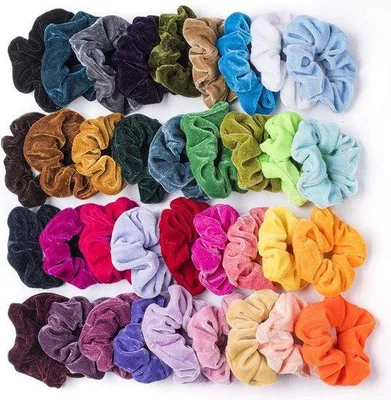 Produktbild von Famanu Scrunchies 36 Stück, elastische Haargummis in 36 Farben