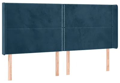 Produktbild von vidaXL Kopfteil mit Ohren Dunkelblau 163x16x118/128 cm Samt