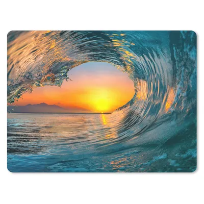 Produktbild von MuchoWow® Mauspad Mousepad Sonnenuntergang - Wasser - Welle - Orange 40x30 cm - Mousepads - Maus Mat - Pad - Mausunterlage - Anti Rutsch