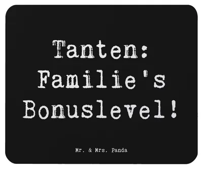 Produktbild von Mr. & Mrs. Panda Mousepad Spruch Tante Bonuslevel - Schwarz - Geschenk, Lustig, Mouse Pad, Neffe, laptop, handgemacht, Lächeln, Anekdoten, Liebe, mousematte, emotional