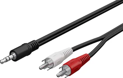 Zdjęcie produktu dla Goobay 50018 Kabel adaptera audio AUX, jack 3,5 mm na wtyk stereo RCA, 1,5 m, czarny - wtyk jack 3,5 mm (3-pin, stereo) > 2x wtyk RCA (audio lewy/prawy)