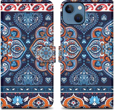Produktbild von Cadorabo Schutzhülle für Apple iPhone 14 Hülle Design Blau Handyhülle Schutzhülle Etui Magnetisch Case Cover