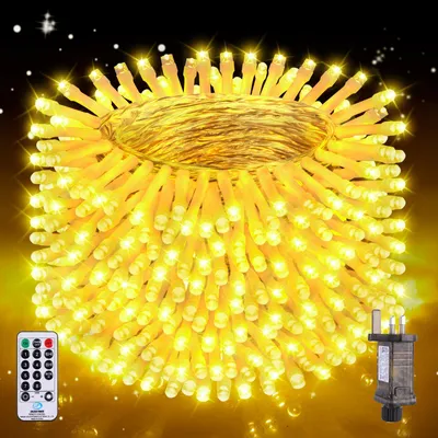 Lichtkette 30 m, 300 LEDs, warmweiß, IP44, 8 Modi, Timer, Fernbedienung