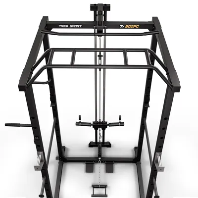 Produktbild von TREX SPORT Power Rack TX-500PC | Powerrack & Multipresse mit Latzug oben/unten, Klimmzugstange, Dip-Station | Squat Rack & Homegym mit Ablagen