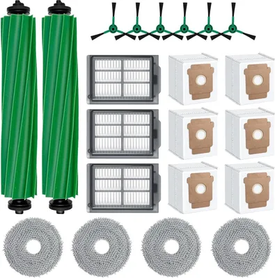 Produktbild von 21-teiliges Zubehör-Set für iRobot Roomba Plus 505/405 Combo Saugroboter, 2 Rollenbürsten, 4 Wischpads, 3 Hepa-Filter, 6 Seitenbürsten, 6 Staubsaugerbeutel, Ersatzteile